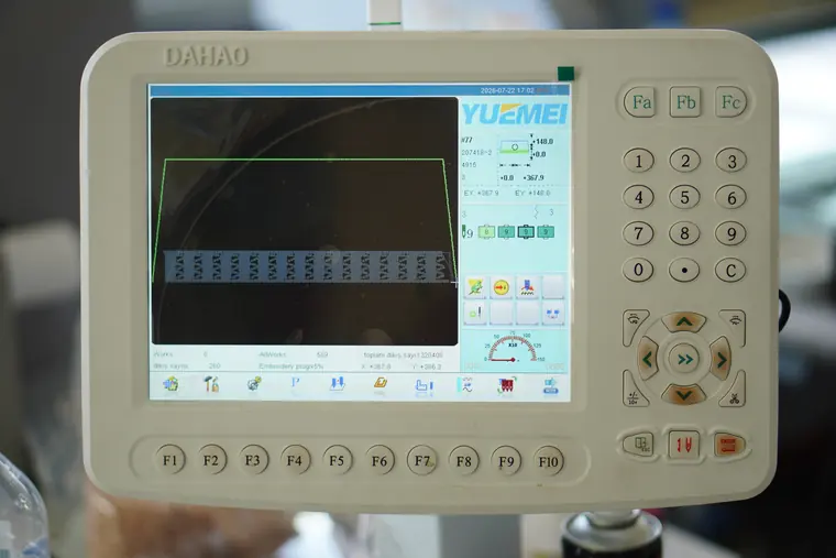 Nakış makinesi desen kontrol ekranı